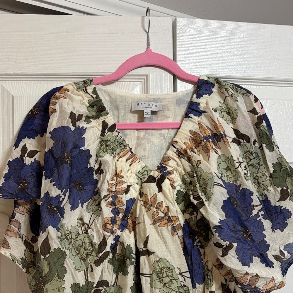 Hayden Women's Floral Blouse - Blue, Green, and Cream - Picture 4 of 13